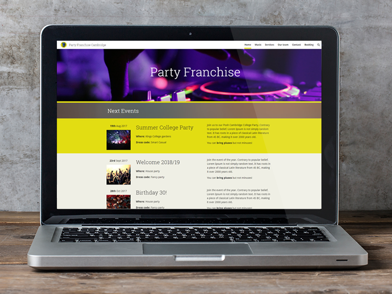 Party Franchise website